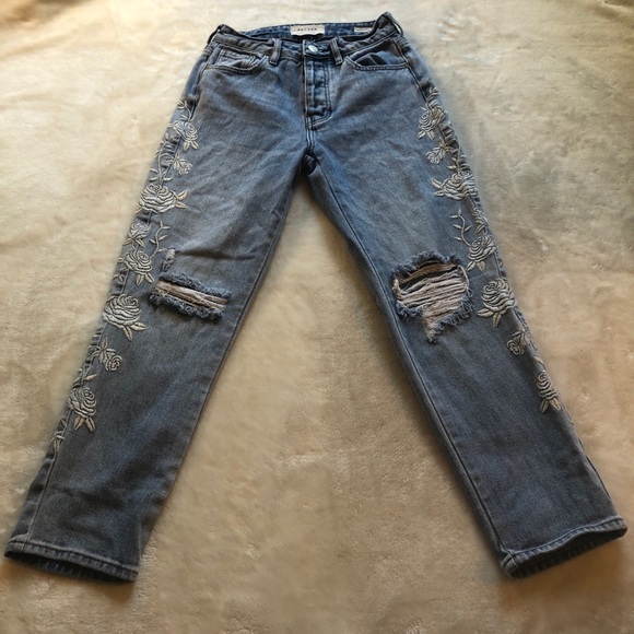 PacSun Embroidered Floral & Distressed Mom Jean - Picture 2 of 12